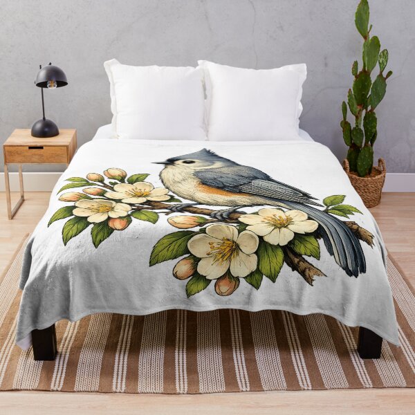 Item preview, Tufted tit on a flowering branch designed and sold by Daily Quirk.