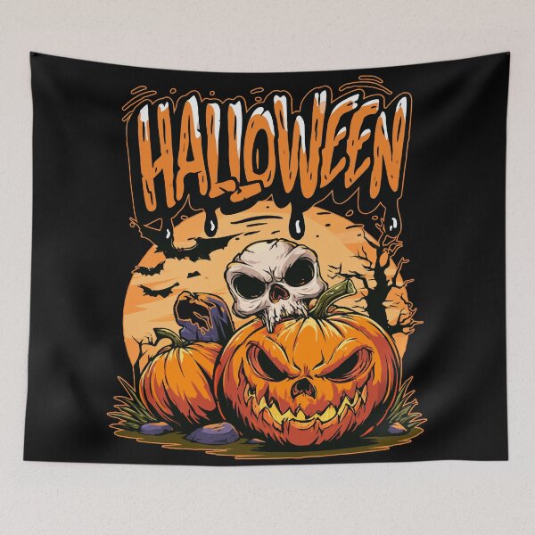 Item preview, Skull And Pumpkin Haunted Halloween designed and sold by RichardRags.