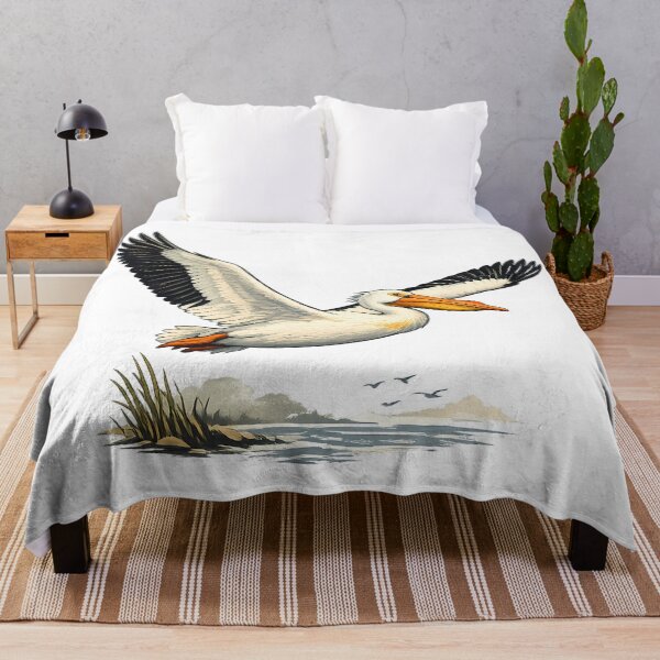 Item preview, American white pelican in elegant flight designed and sold by Daily Quirk.