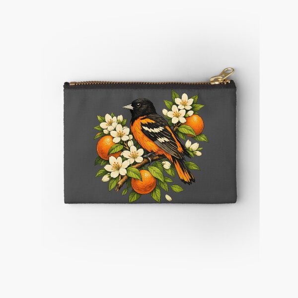 Item preview, Baltimore oriole among orange blossoms designed and sold by Daily Quirk.