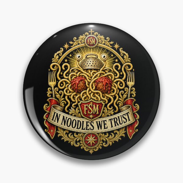 Item preview, In Noodles We Trust | Flying Spaghetti Monster Crest designed and sold by 3nine.