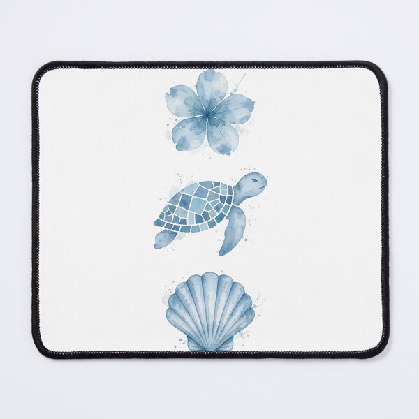 Item preview, Blue Watercolor Turtle Flower Shell Coastal designed and sold by mochiMooco.
