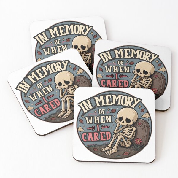 Item preview, In Memory of When I Cared – Funny Cute Skeleton Dark Humor designed and sold by Rood Art Studio.