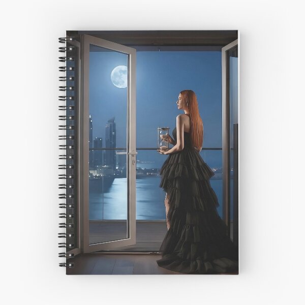 Item preview, Ethereal Woman Gazing at Full Moon from Luxury Balcony designed and sold by AfresStudio.