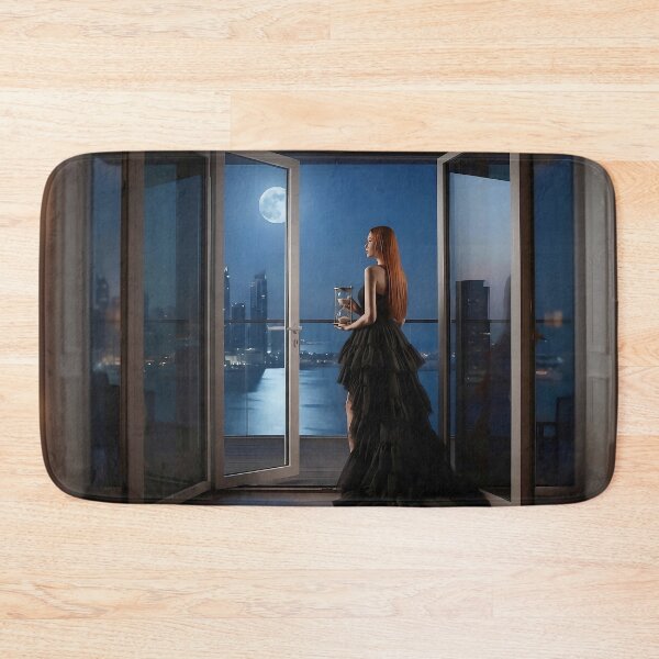 Item preview, Ethereal Woman Gazing at Full Moon from Luxury Balcony designed and sold by AfresStudio.
