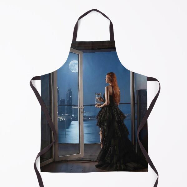 Item preview, Ethereal Woman Gazing at Full Moon from Luxury Balcony designed and sold by AfresStudio.