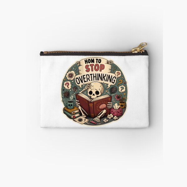 Item preview, How to Stop Overthinking – Funny Dark Cute Skeleton Relatable Humor designed and sold by Rood Art Studio.