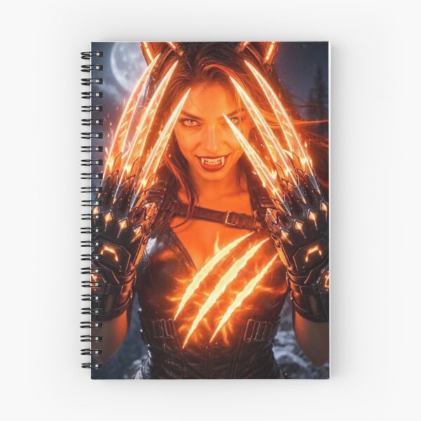 Item preview, Cyber Werewolf Queen Evolution - Neon Orange Cyberpunk Wolf Girl designed and sold by EvolutionMerch.