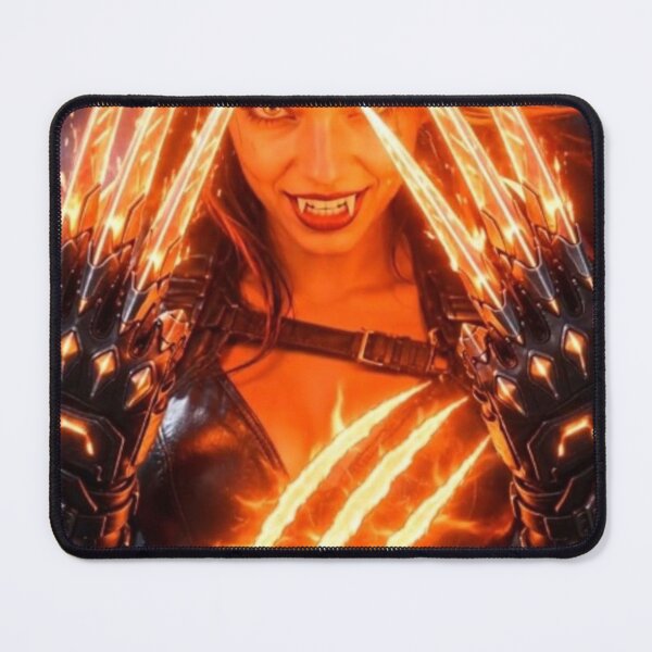 Item preview, Cyber Werewolf Queen Evolution - Neon Orange Cyberpunk Wolf Girl designed and sold by EvolutionMerch.