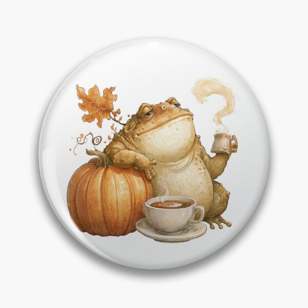 Item preview, Cozy Autumn Frog with Pumpkin and Coffee designed and sold by VikArt7.
