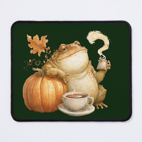 Item preview, Cozy Autumn Frog with Pumpkin and Coffee designed and sold by VikArt7.