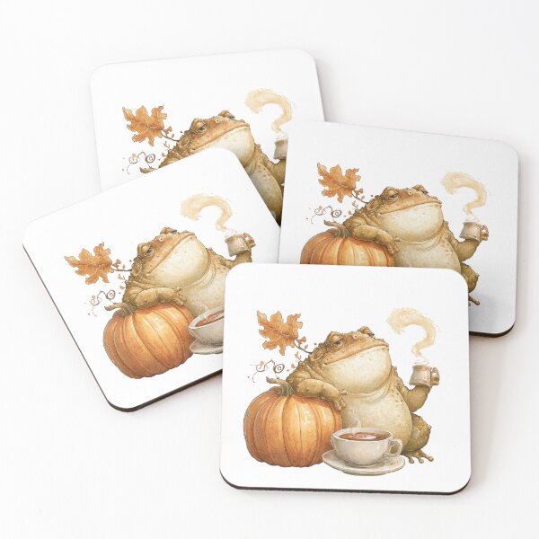 Item preview, Cozy Autumn Frog with Pumpkin and Coffee designed and sold by VikArt7.