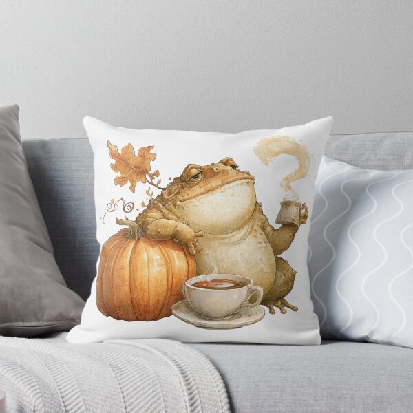 Item preview, Cozy Autumn Frog with Pumpkin and Coffee designed and sold by VikArt7.