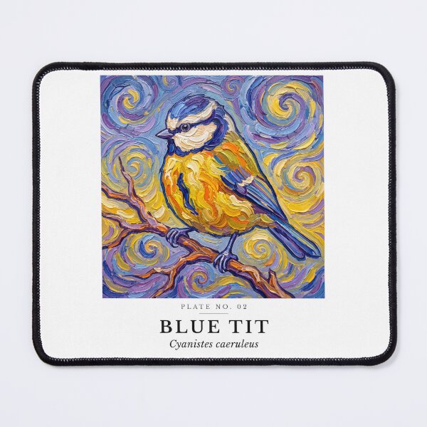 Item preview, Blue Tit Impasto Bird Painting - Post-Impressionist Art designed and sold by SavannahMerch.