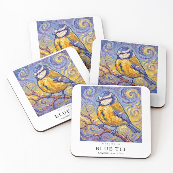 Item preview, Blue Tit Impasto Bird Painting - Post-Impressionist Art designed and sold by SavannahMerch.
