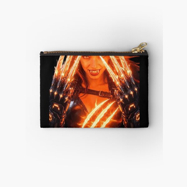 Item preview, Cyber Werewolf Queen 2- Neon Orange Cyberpunk Wolf Girl designed and sold by EvolutionMerch.