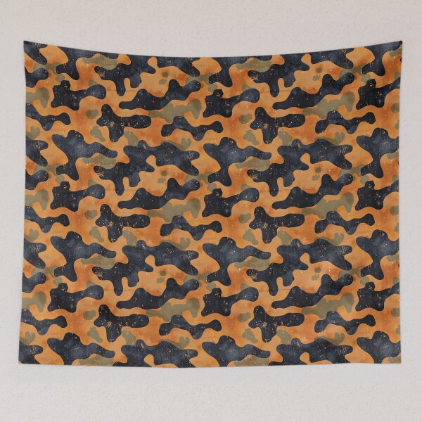 Item preview, Distressed Orange and Black Camo Seamless Pattern designed and sold by NTGUILTY.