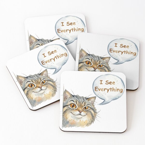 Item preview, I See Everything - Sly Watercolor Pallas Cat designed and sold by PawtopiaArt.
