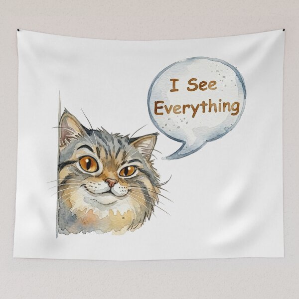 Item preview, I See Everything - Sly Watercolor Pallas Cat designed and sold by PawtopiaArt.