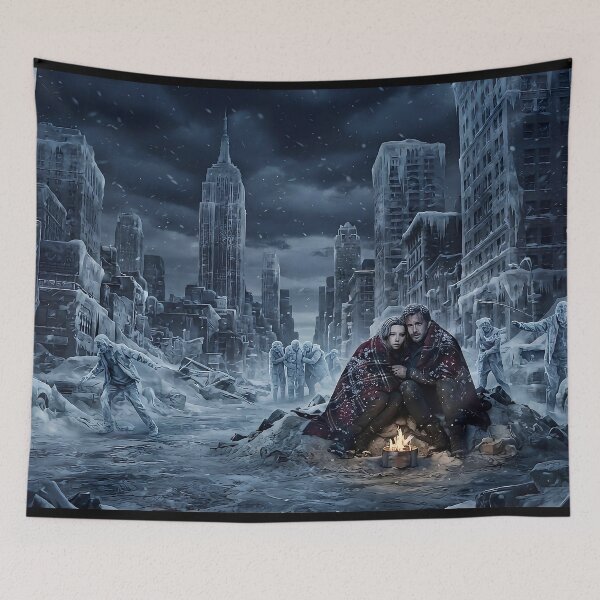 Item preview, Survivors by Campfire in Frozen Post-Apocalyptic City Ruins designed and sold by AfresStudio.