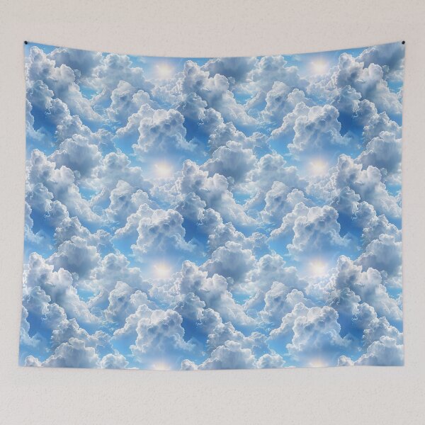 Item preview, Bright Blue Sky Fluffy Clouds Seamless Pattern designed and sold by NTGUILTY.