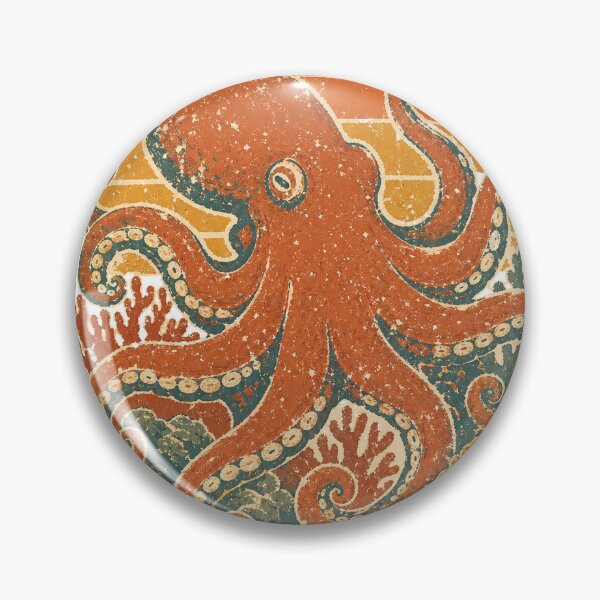 Item preview, Octopus in the Coral Reef Wild Animal Sun Faded Retro Art designed and sold by VisualArtsOasis.