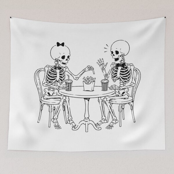 Item preview, Skeleton Couple on a Coffee Date designed and sold by Qenlo.