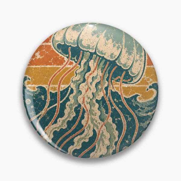 Item preview, Jellyfish in the Midnight Sea Wild Animal Sun Faded Retro Art designed and sold by VisualArtsOasis.