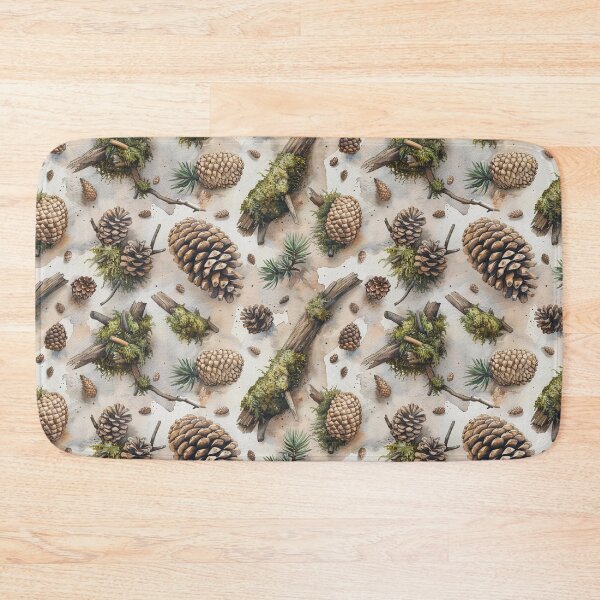 Item preview, Watercolor Woodland Pinecones and Moss Pattern designed and sold by NTGUILTY.