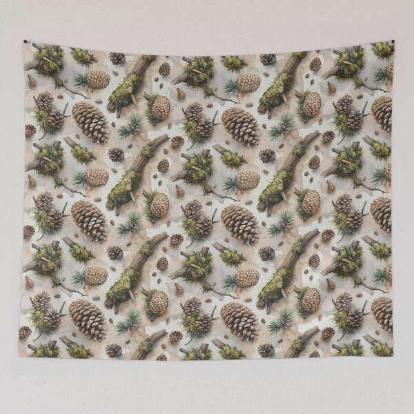 Item preview, Watercolor Woodland Pinecones and Moss Pattern designed and sold by NTGUILTY.