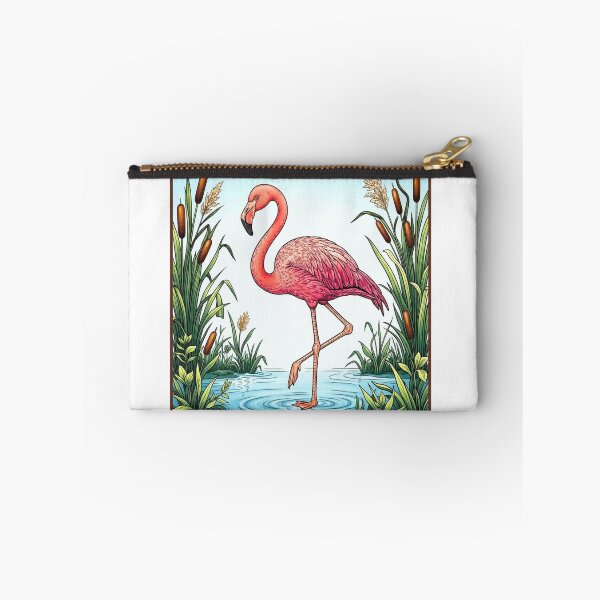 Item preview, Flamingo of Pink Perfection - Tropical Bird and Cattails Nature Art designed and sold by ScenicRoute66.