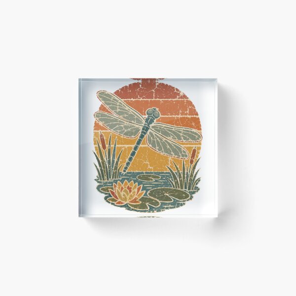 Item preview, Dragonfly over the Summer Pond Wild Animal Sun Faded Retro Art designed and sold by VisualArtsOasis.