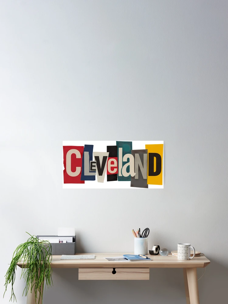 Thumbnail 2 of 3, Poster, Cleveland Cut-Out Ransom Note Typography designed and sold by ThreadRiotTees.