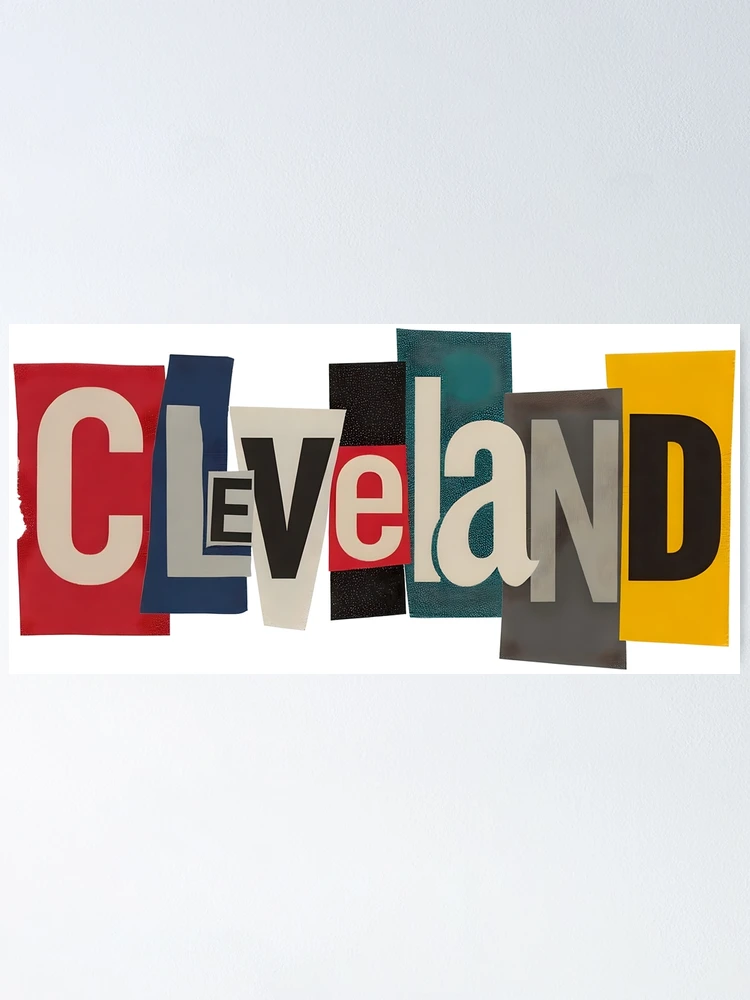 Thumbnail 1 of 3, Poster, Cleveland Cut-Out Ransom Note Typography designed and sold by ThreadRiotTees.