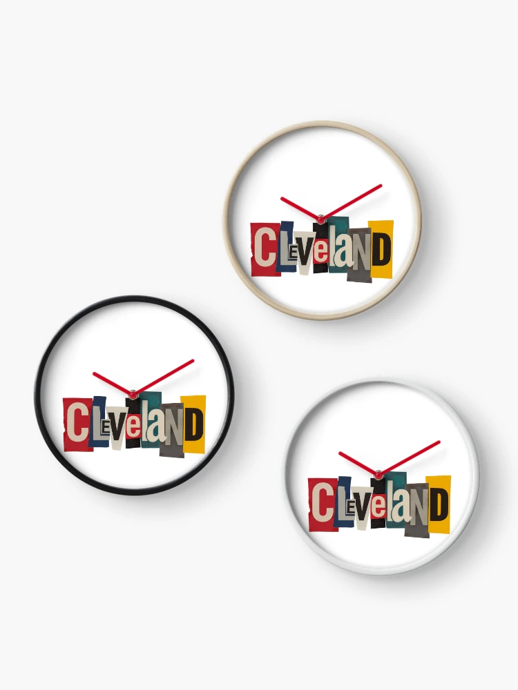 Thumbnail 3 of 4, Clock, Cleveland Cut-Out Ransom Note Typography designed and sold by ThreadRiotTees.