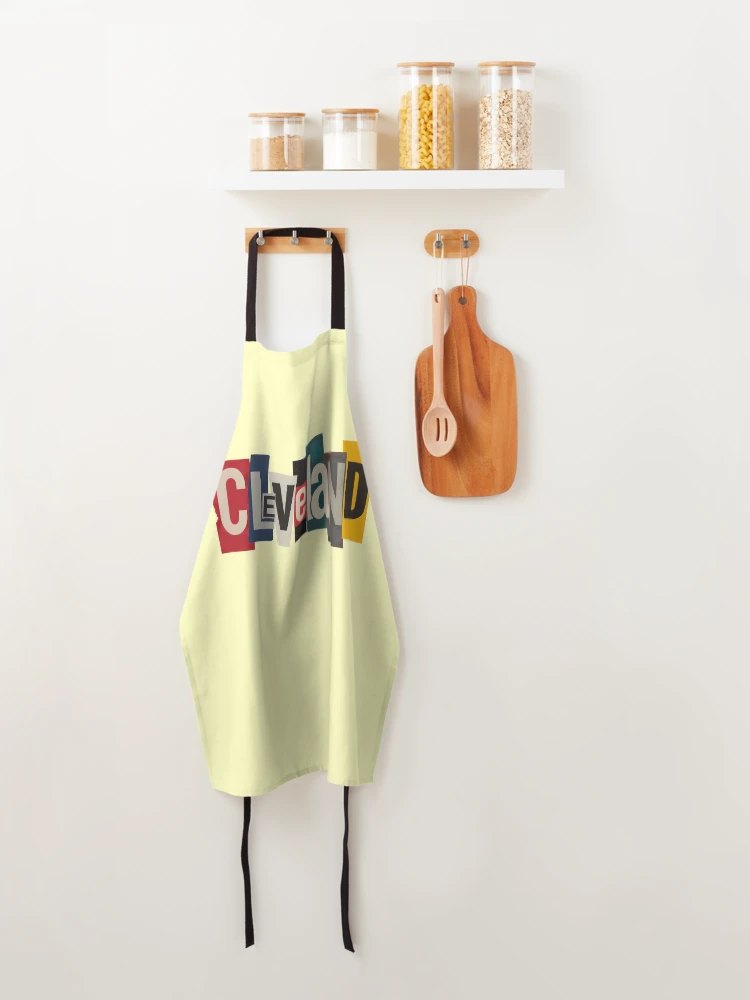 Thumbnail 4 of 6, Apron, Cleveland Cut-Out Ransom Note Typography designed and sold by ThreadRiotTees.