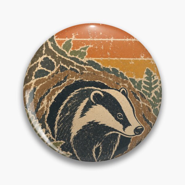 Item preview, Badger in the Woodland Burrow Wild Animal Sun Faded Retro Art designed and sold by VisualArtsOasis.