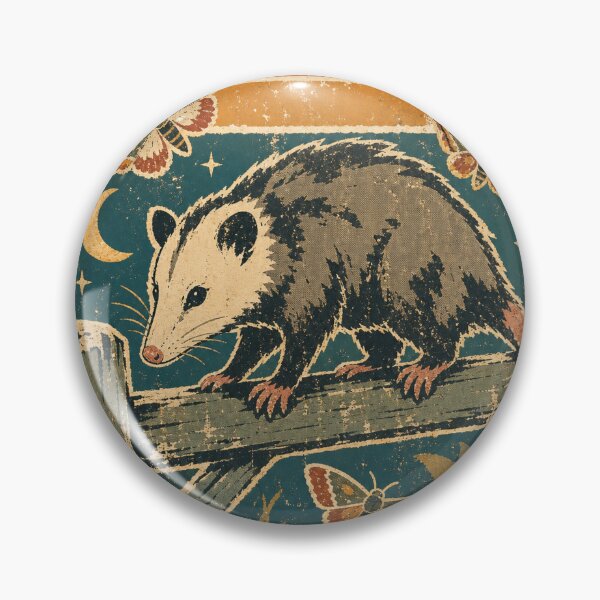 Item preview, Opossum on the Midnight Fence Wild Animal Sun Faded Retro Art designed and sold by VisualArtsOasis.