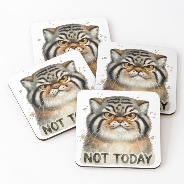 Item preview, Not Today - Grumpy Watercolor Pallas Cat designed and sold by PawtopiaArt.