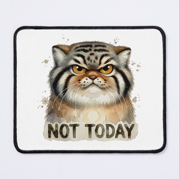 Item preview, Not Today - Grumpy Watercolor Pallas Cat designed and sold by PawtopiaArt.