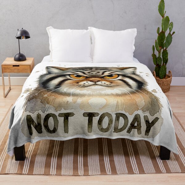 Item preview, Not Today - Grumpy Watercolor Pallas Cat designed and sold by PawtopiaArt.