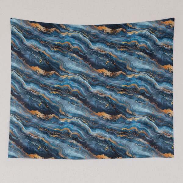 Item preview, Elegant Blue and Gold Liquid Marble Pattern designed and sold by NTGUILTY.