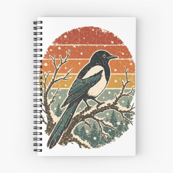 Item preview, Magpie on the Winter Branch Wild Animal Sun Faded Retro Art designed and sold by VisualArtsOasis.