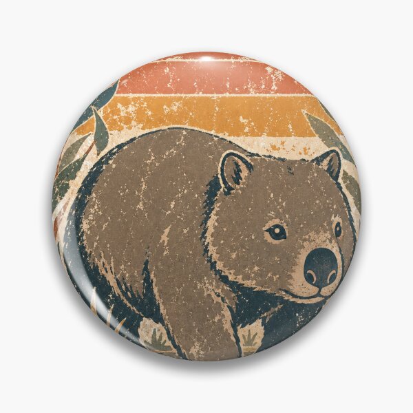 Item preview, Wombat in the Eucalyptus Scrub Wild Animal Sun Faded Retro Art designed and sold by VisualArtsOasis.