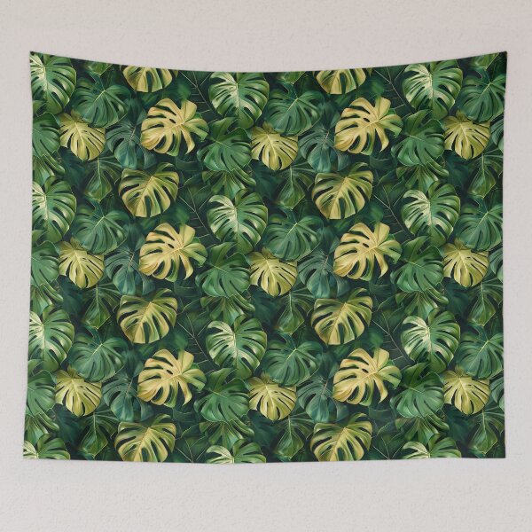 Item preview, Tropical Green Monstera Leaves Pattern designed and sold by NTGUILTY.
