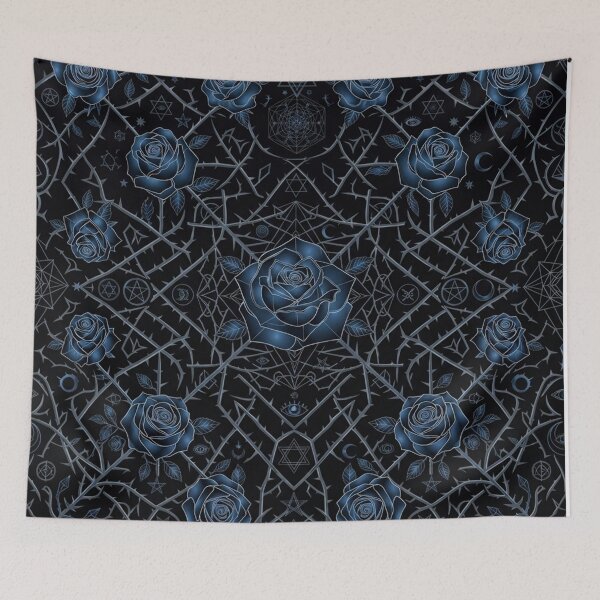 Item preview, Dark Blue Rose Geometric Occult Pattern designed and sold by Owcomm.