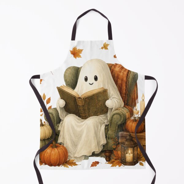 Item preview, Cute Ghost Reading a Book | Cozy Halloween Book Lover Art designed and sold by CreatedbyKandJ.