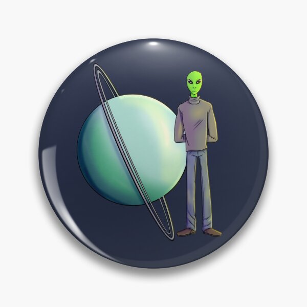 Item preview, Green Alien Standing Next To Planet Uranus designed and sold by JimboTurtle.
