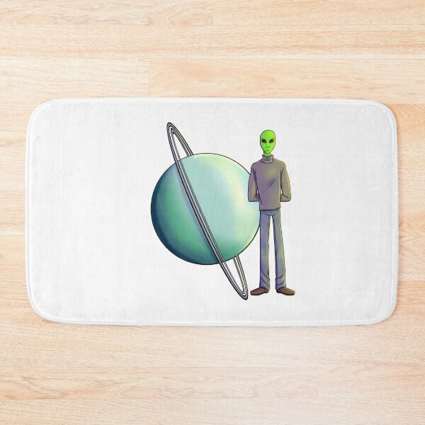 Artikelvorschau, Grüner Außerirdischer steht neben dem Planeten Uranus entworfen und verkauft von JimboTurtle.