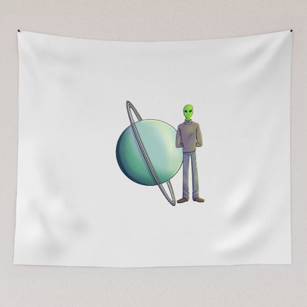 Item preview, Green Alien Standing Next To Planet Uranus designed and sold by JimboTurtle.